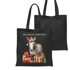 Vintage Christmas Donkey Organic Tote Bag