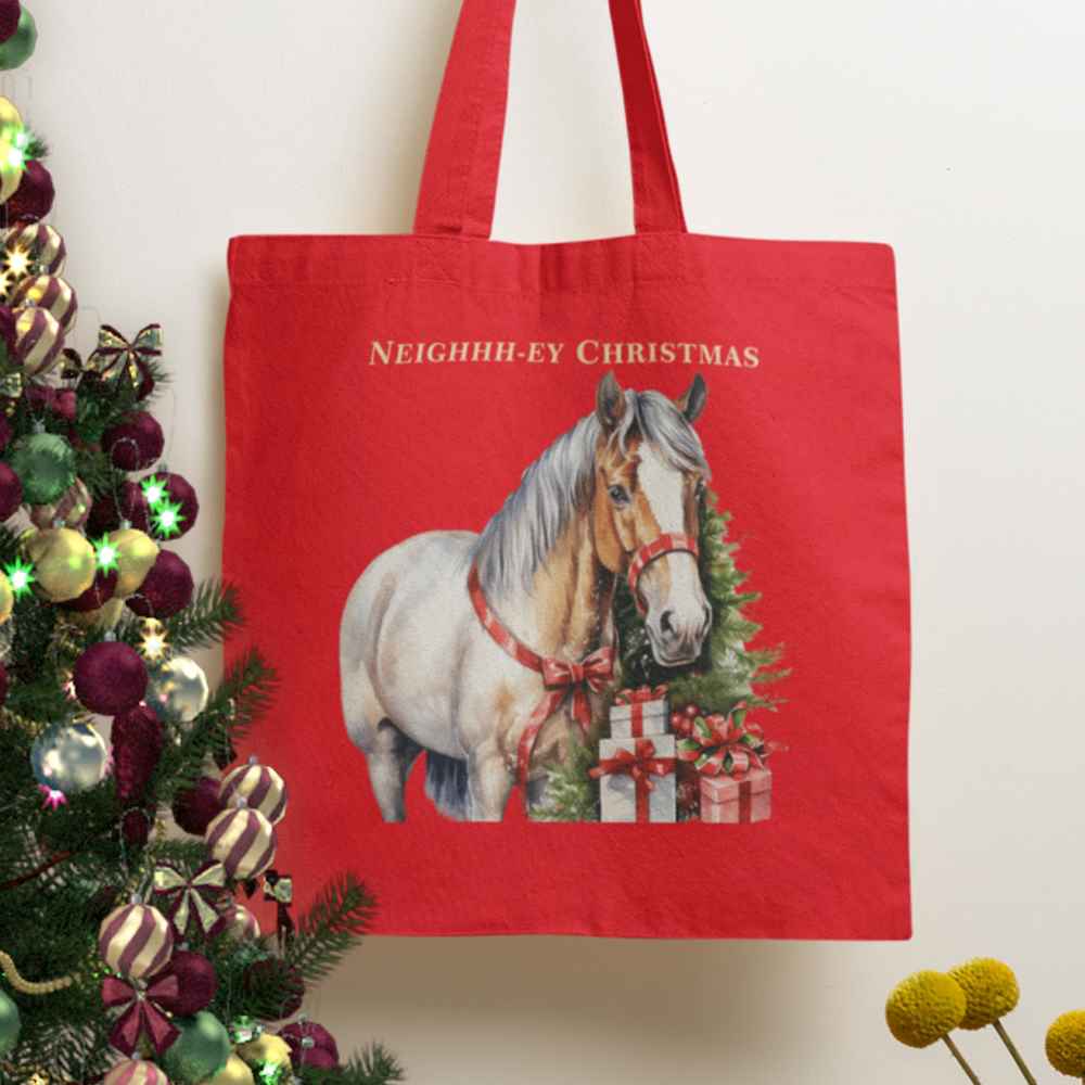 Vintage Christmas Horse Organic Tote Bag