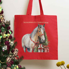 Vintage Christmas Horse Organic Tote Bag