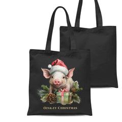 Vintage Christmas Pig Organic Tote Bag