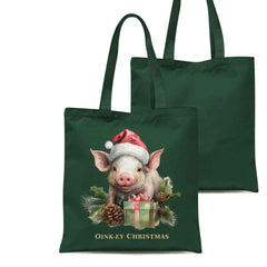Vintage Christmas Pig Organic Tote Bag