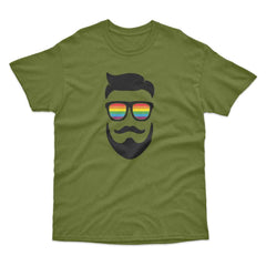 Men's Rainbow Glasses Beard T-Shirt