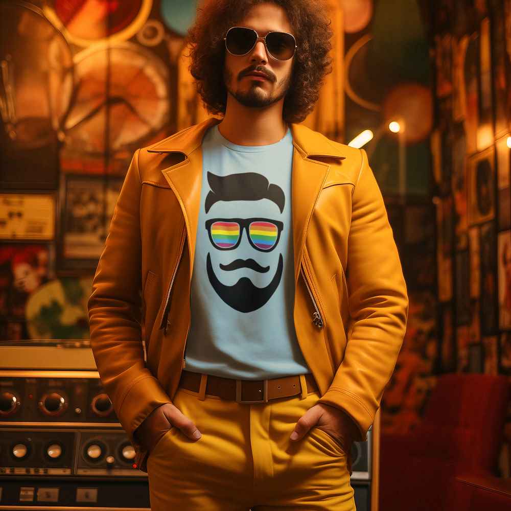 Men's Rainbow Glasses Beard T-Shirt