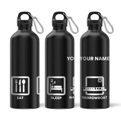 Eat Sleep Narrowboat Engraved Sports Water Bottle