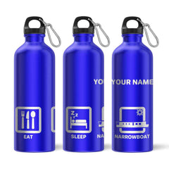 Eat Sleep Narrowboat Engraved Sports Water Bottle