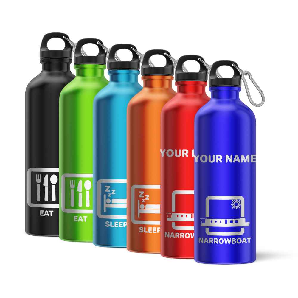 Eat Sleep Narrowboat Engraved Sports Water Bottle