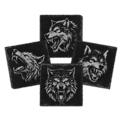 Dark Wolf Engraved Natural Slate Coasters