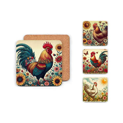 Chickens & Flowers Coaster Set
