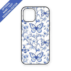 Dusty Blue Floral Butterflies Mobile Phone Case
