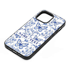 Dusty Blue Floral Butterflies Mobile Phone Case
