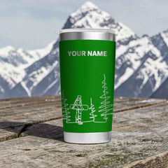Personalised Line Drawing Snowboarder Engraved Thermal Tumbler