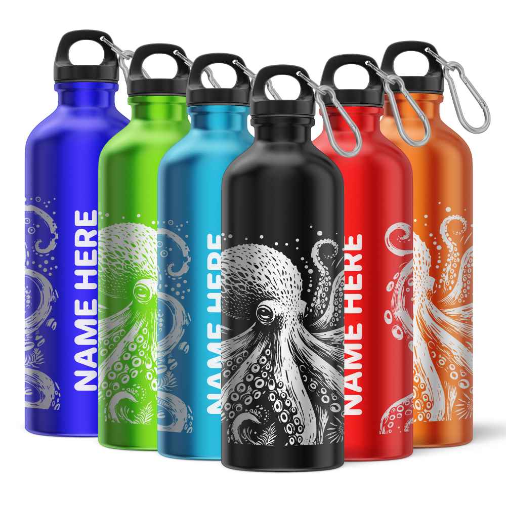 Octopus with Your Name Engraved Sports Water Bottle
