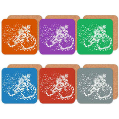 Particle Dot Cyclist Drinks Coasters Set
