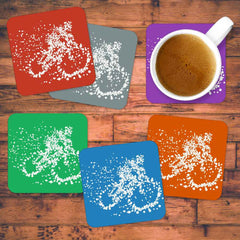 Particle Dot Cyclist Drinks Coasters Set