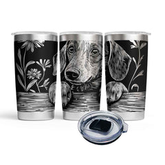 Engraved Peeking Dachshund Stainless Steel Tumbler