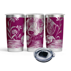 Engraved Peeking Dachshund Stainless Steel Tumbler