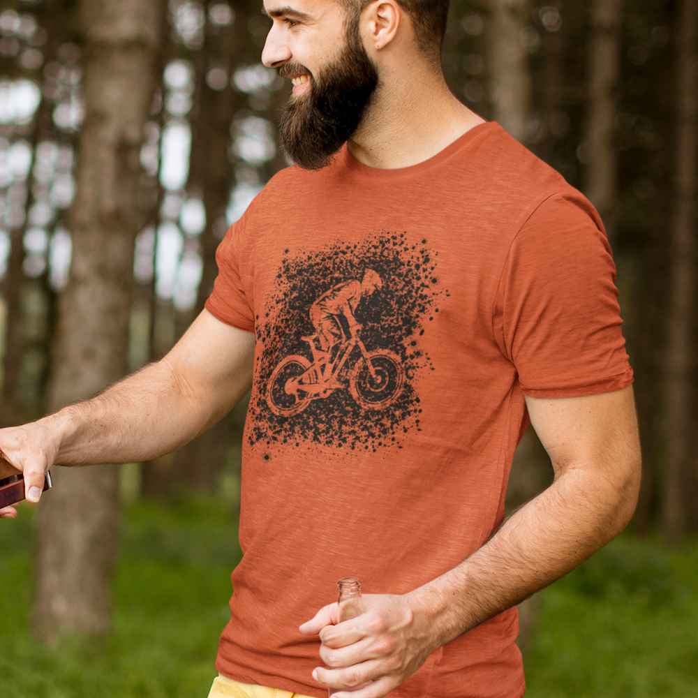 Mountain Bike Rider Splatter Silhouette T-Shirt