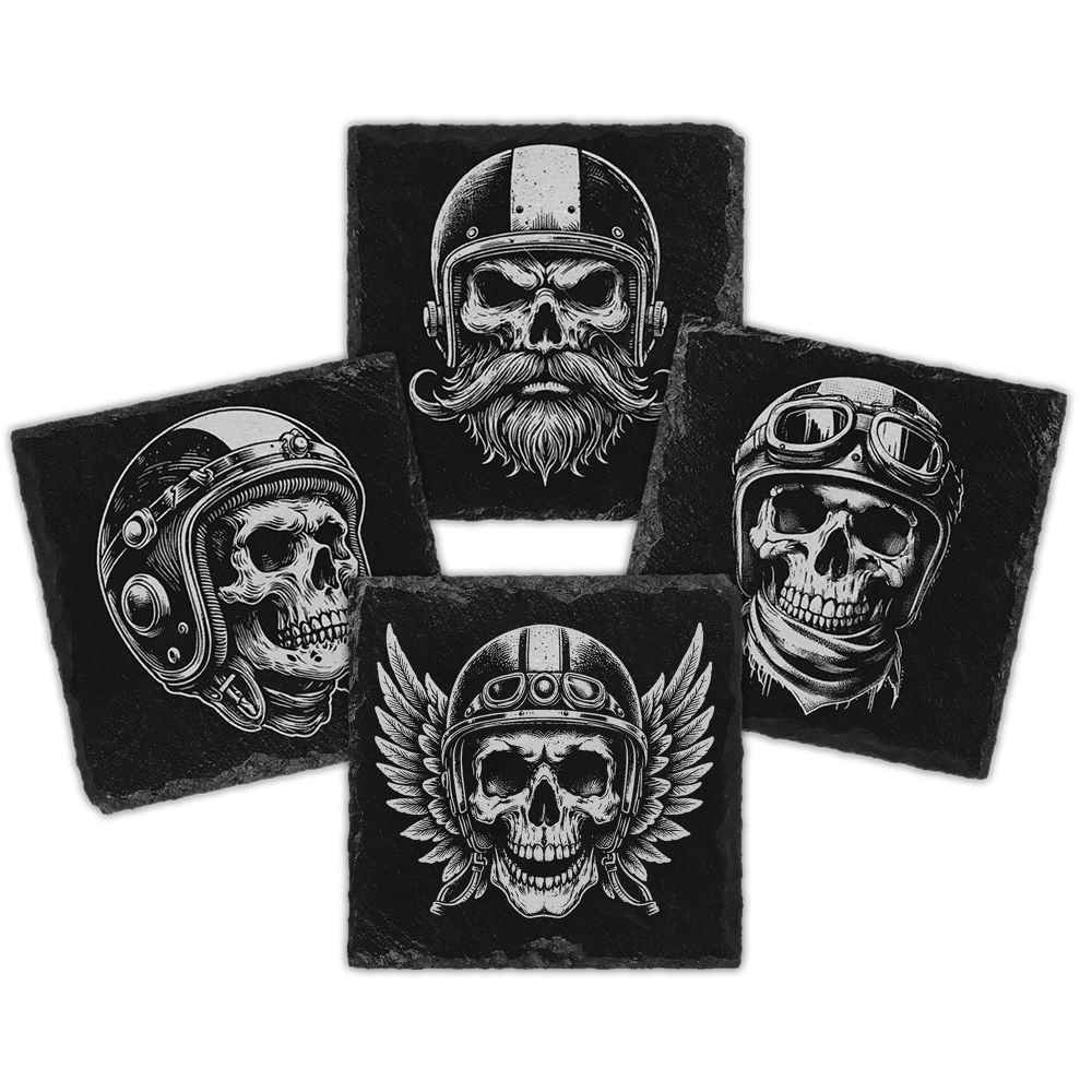 Skull Biker Slate Coasters