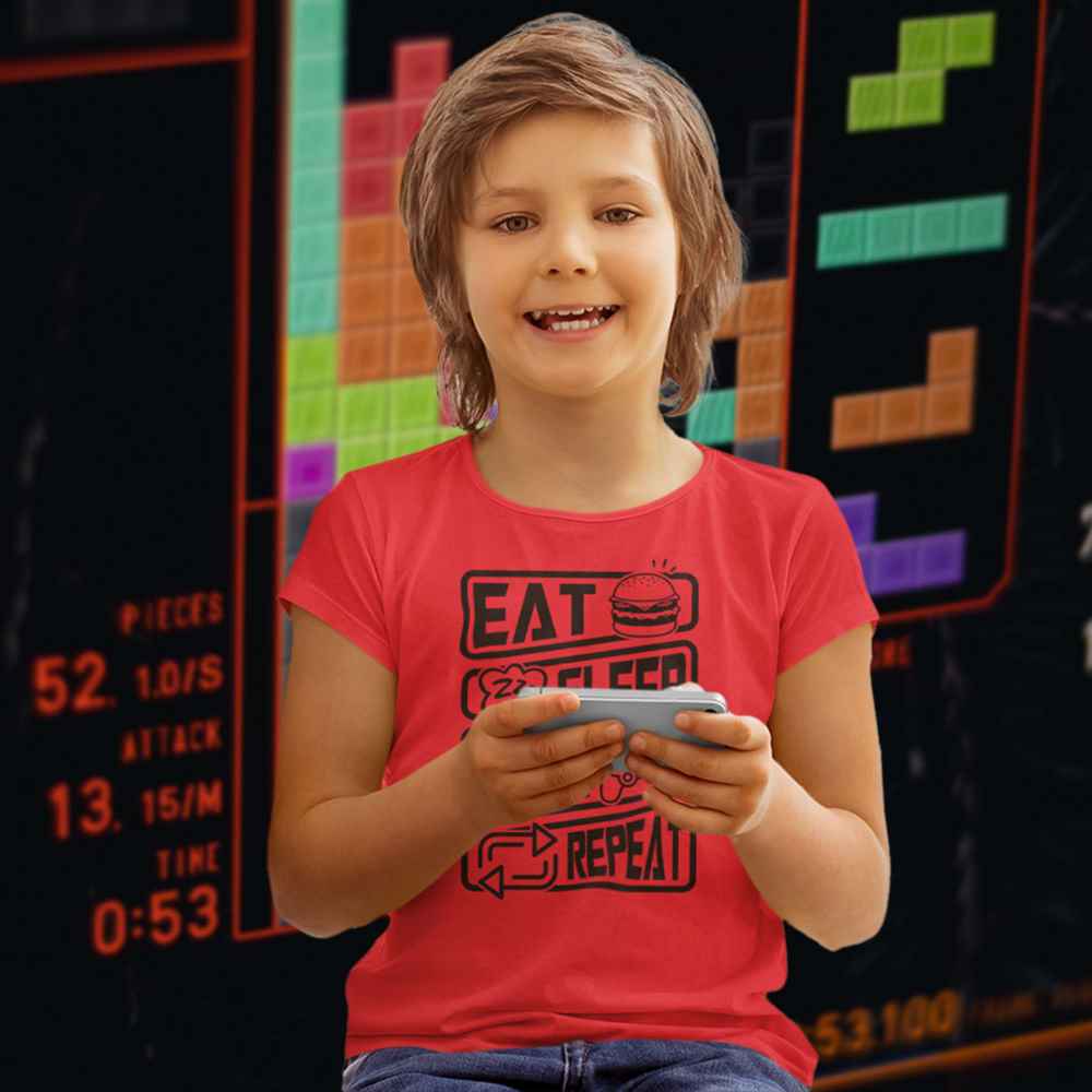 Kids Eat Sleep Game Repeat T-Shirt