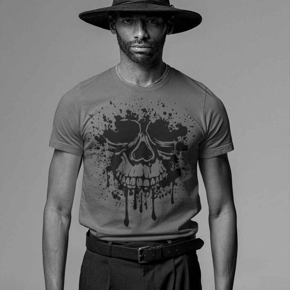 Grunge Splatter Skull T-Shirt