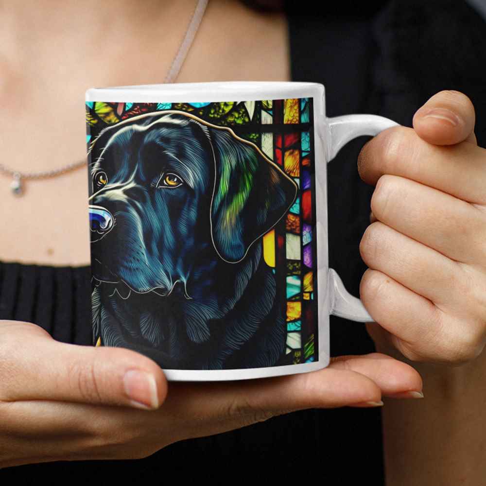 Stained Glass Black Labrador Mug