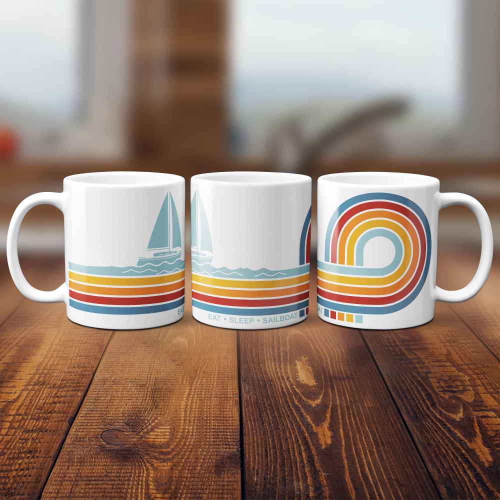Retro Lines Sailboat Mug