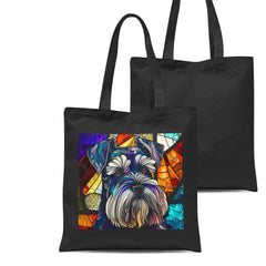 Stained Glass Schnauzer Tote Bag