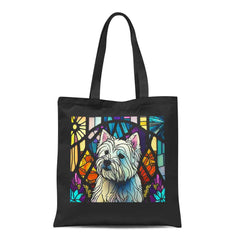 Stained Glass Westie Tote Bag