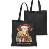 Vintage Christmas Cow Organic Tote Bag