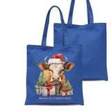 Vintage Christmas Cow Organic Tote Bag