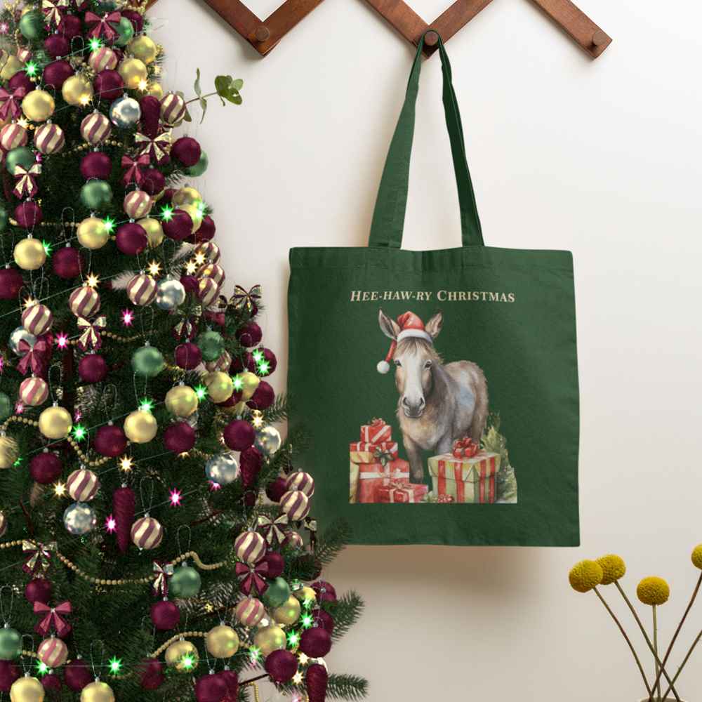 Vintage Christmas Donkey Organic Tote Bag