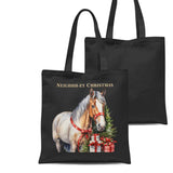 Vintage Christmas Horse Organic Tote Bag