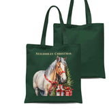 Vintage Christmas Horse Organic Tote Bag
