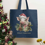 Vintage Christmas Pig Organic Tote Bag