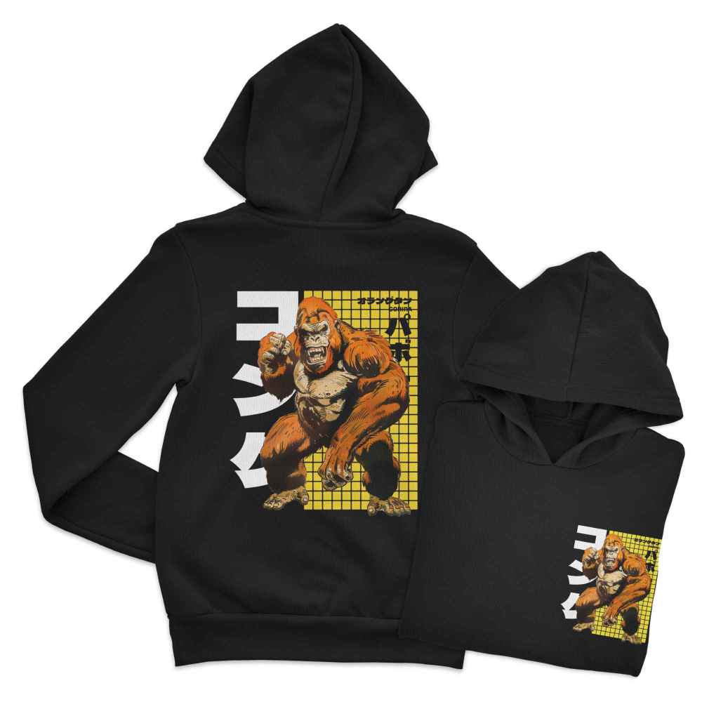 Kids Manga Style Gorilla Hoodie Bad Zebedee