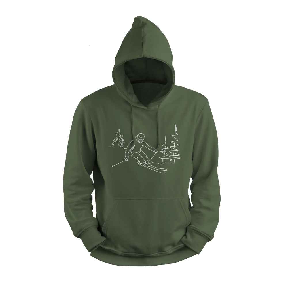 Line Drawing Skier Hoodie