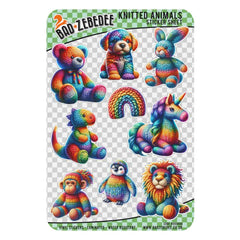 Rainbow Knitted Animals Sticker Sheet