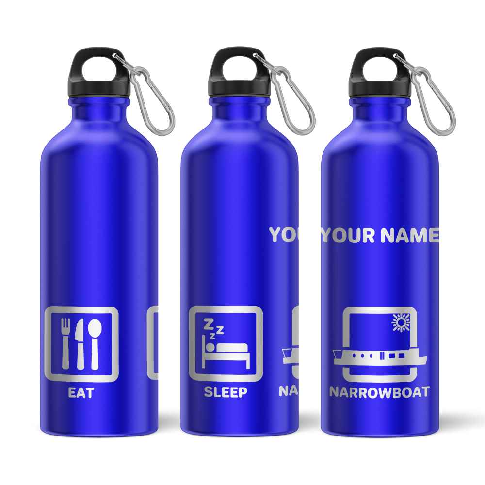 Eat Sleep Narrowboat Engraved Sports Water Bottle