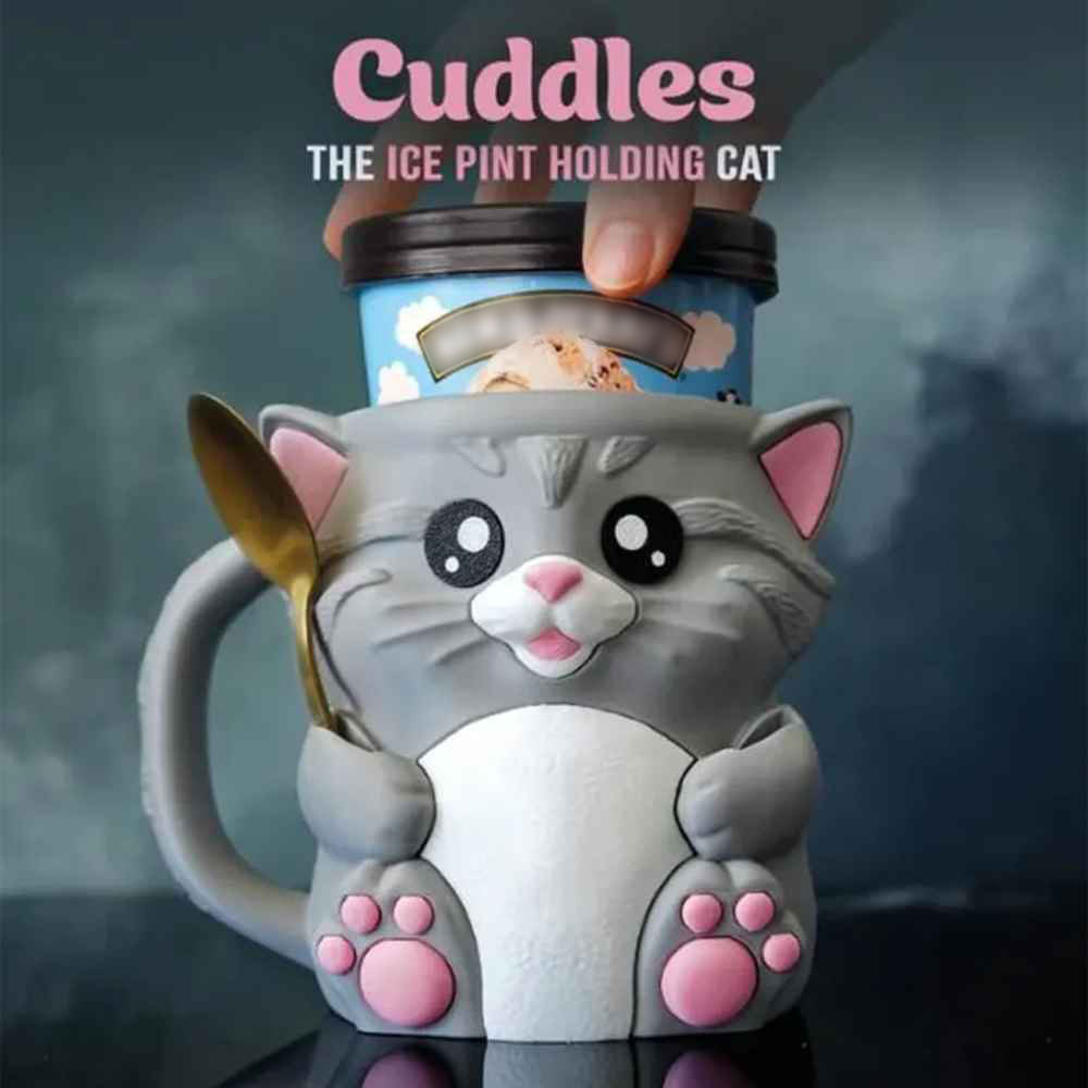 Cuddles the Cat Ice Cream Tub Holder