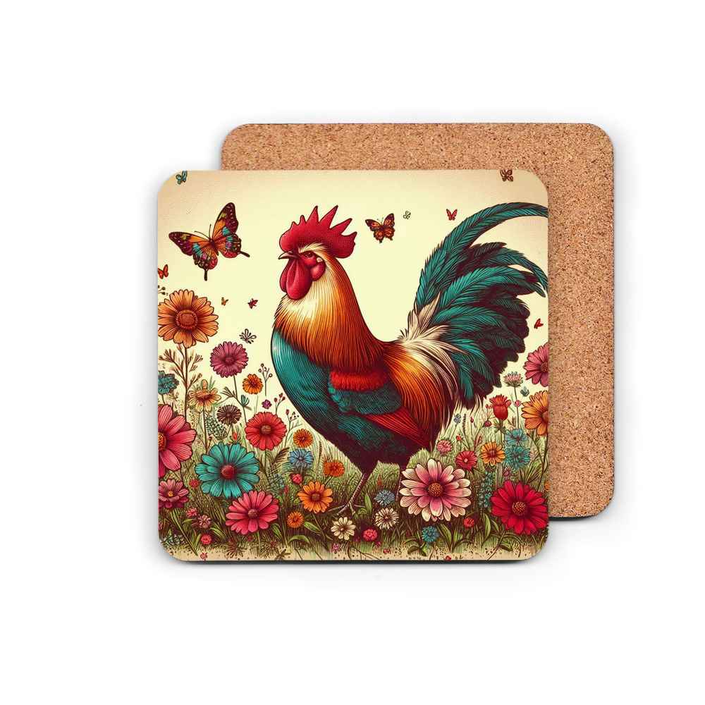 Chickens & Flowers Coaster Set
