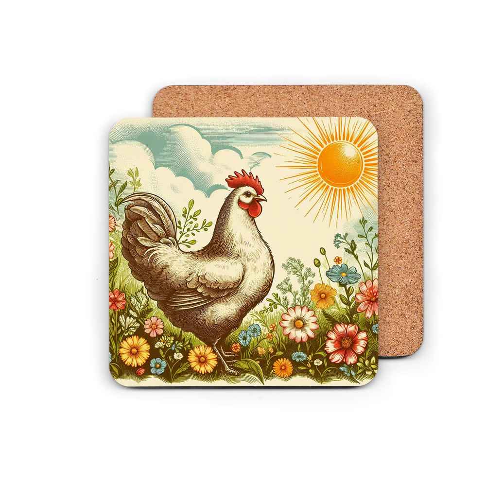 Chickens & Flowers Coaster Set
