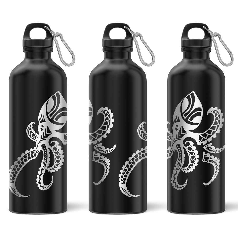 Custom Octopus Tattoo Engraved Sports Water Bottle