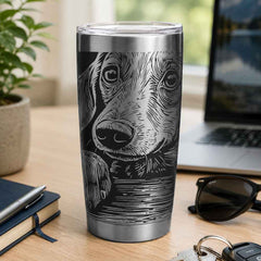 Engraved Peeking Dachshund Stainless Steel Tumbler