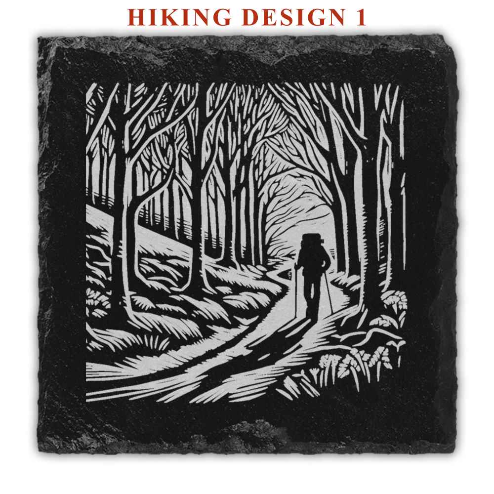 Hiking Engraved Natural Slate Coasters