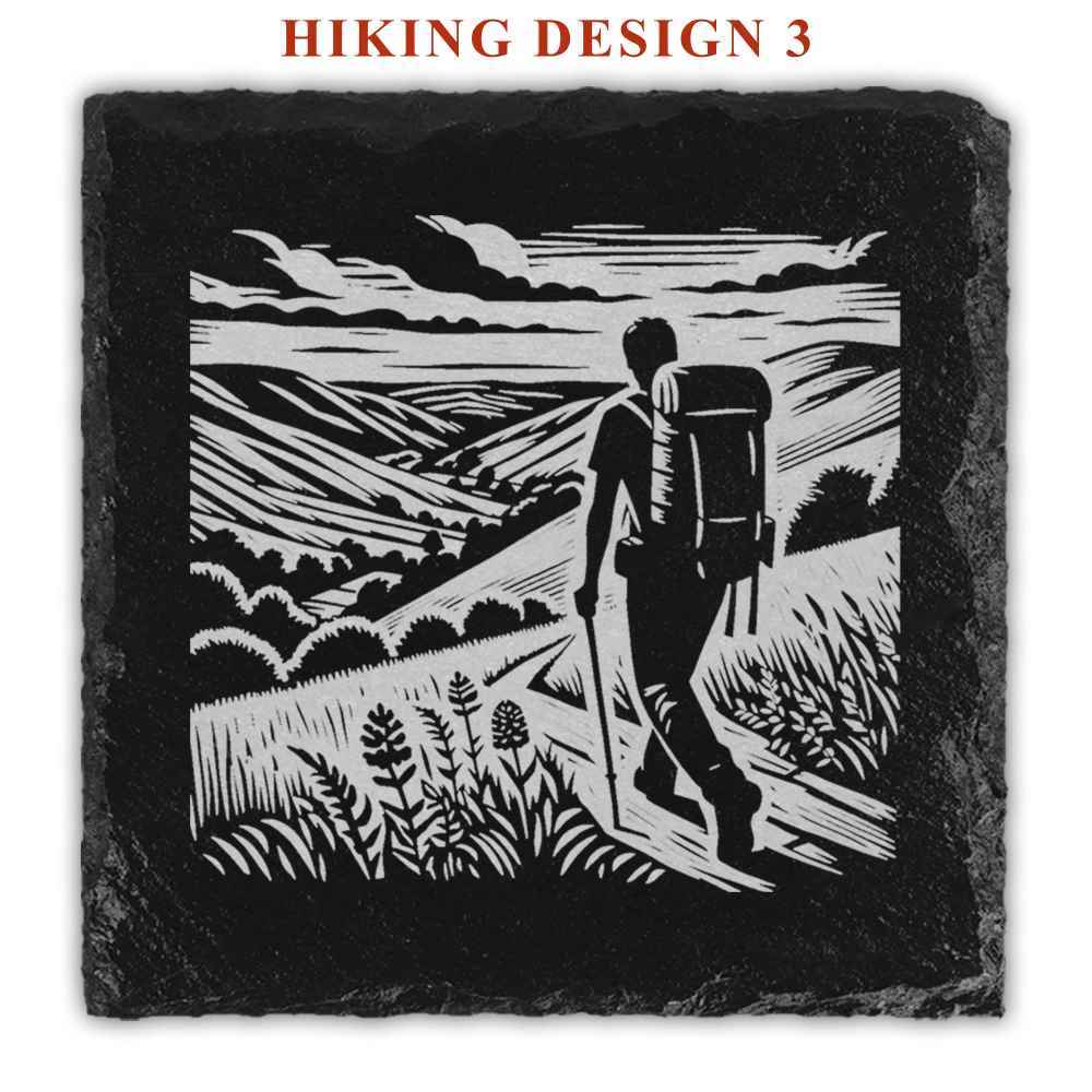 Hiking Engraved Natural Slate Coasters