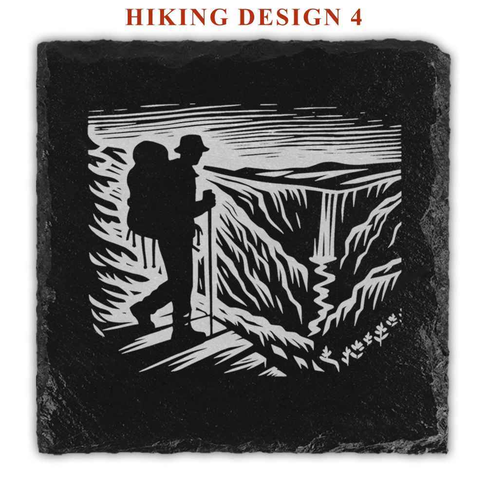 Hiking Engraved Natural Slate Coasters