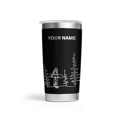 Personalised Line Drawing Snowboarder Engraved Thermal Tumbler