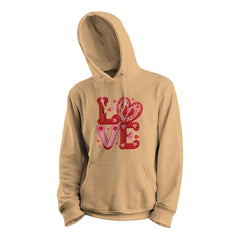 Love Slogan Hoodie in Faux Knitted Look