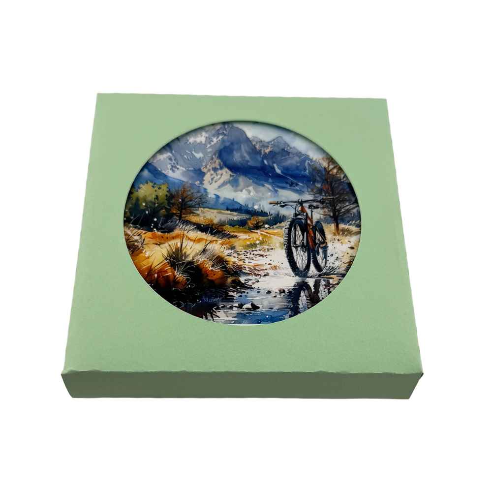 Mountain Bike Watercolour Quotes MDF Coasters (4 Pack)