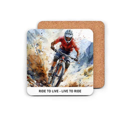 Mountain Bike Watercolour Quotes MDF Coasters (4 Pack)